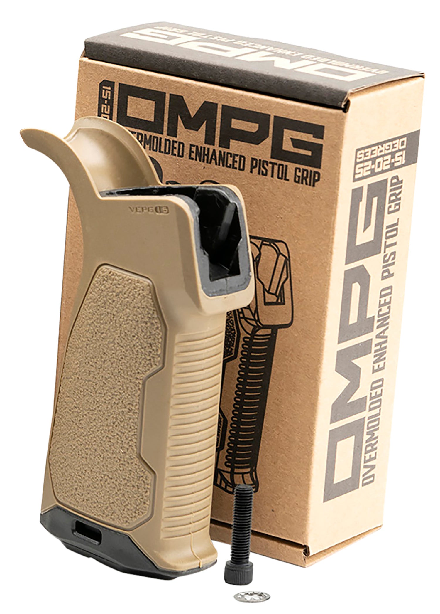 Strike AROMPG15FDE AR-Platform Overmolded Enhanced Pistol Grip 15 Degree FDE Rubber