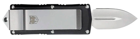 CobraTec OTF Money Clip Knife 1.75" D2 Steel Plain Blade Black Aluminum Handle w/ Pocket Clip