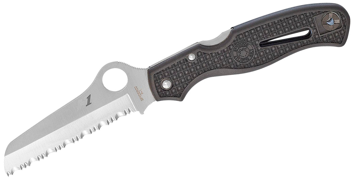 Spyderco Atlantic Salt 3.69" H1 Stainless Serrated Sheepsfoot Blade Black Molded FRN Folding Knife