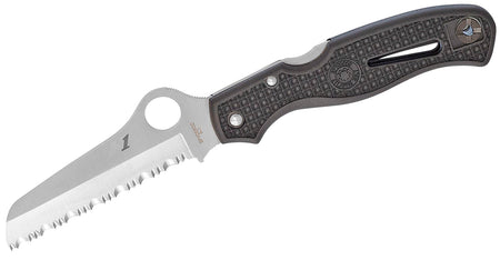 Spyderco Atlantic Salt 3.69" H1 Stainless Serrated Sheepsfoot Blade Black Molded FRN Folding Knife