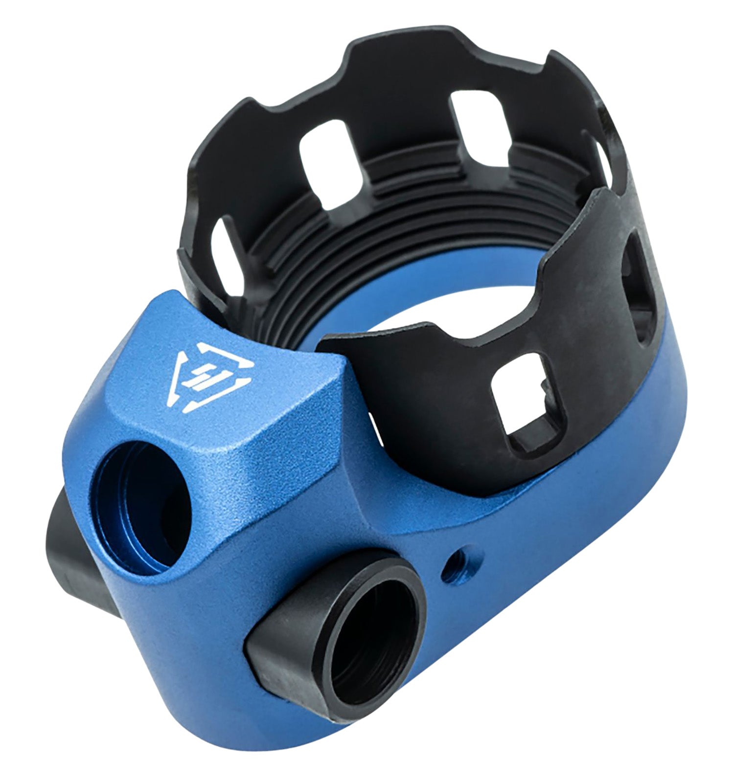 Strike Industries TRIBUS AR-15 Anti-Rotation Castle Nut and Extended End Plate Blue