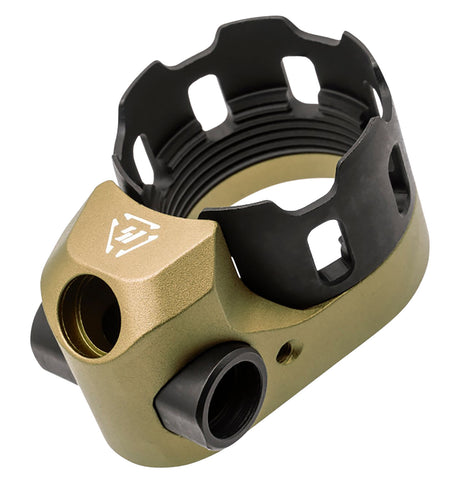 Strike Industries Tribus AR Enhanced Castle Nut and End Plate Flat Dark Earth Anti-Rotation