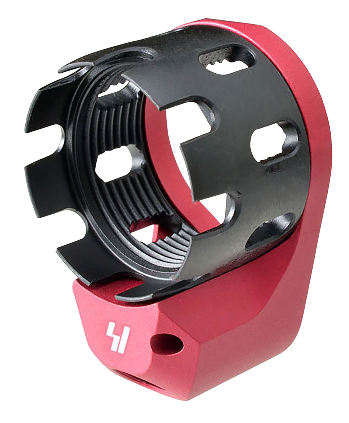 Strike Industries Tribus AR Enhanced Castle Nut and End Plate Red with Anti-Rotation Feature