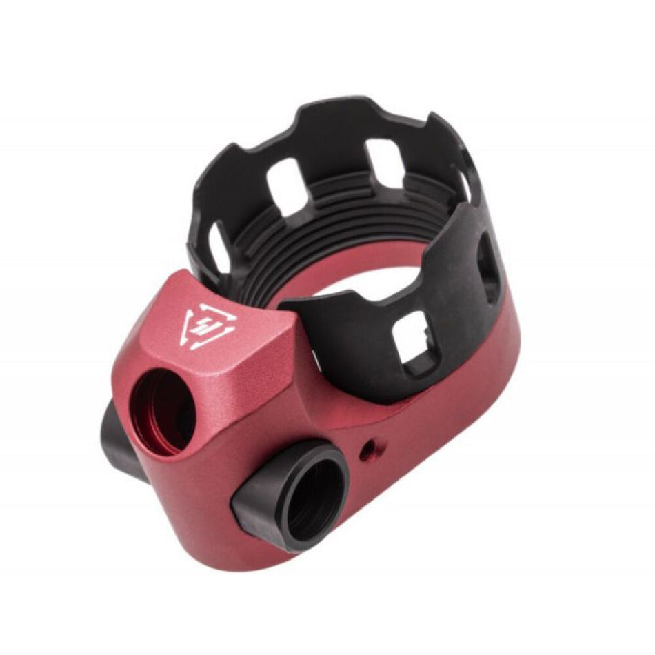 Strike Industries Tribus AR Enhanced Castle Nut and End Plate Red with Anti-Rotation Feature