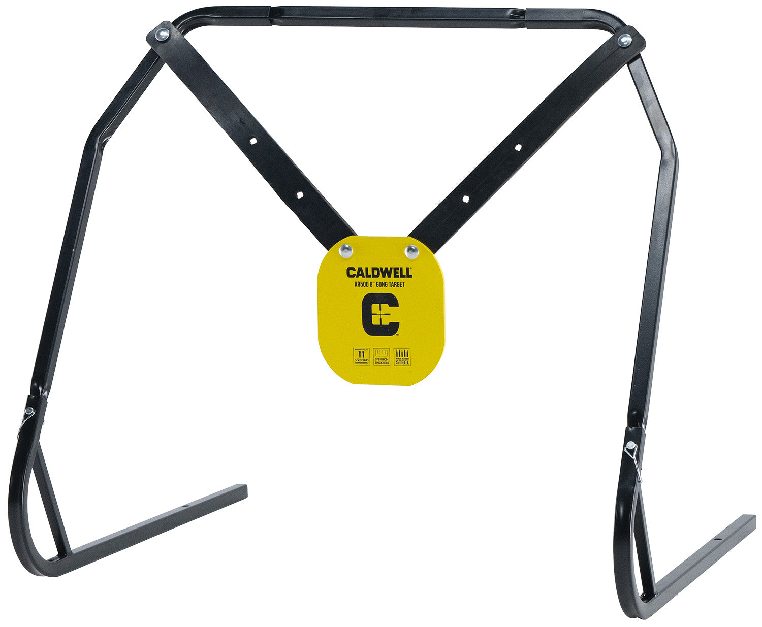 Caldwell 1140016 8" AR500 Steel Hanging Gong Target and Stand Combo Yellow with XL Strap Hangers