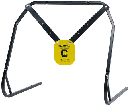 Caldwell 1140016 8" AR500 Steel Hanging Gong Target and Stand Combo Yellow with XL Strap Hangers