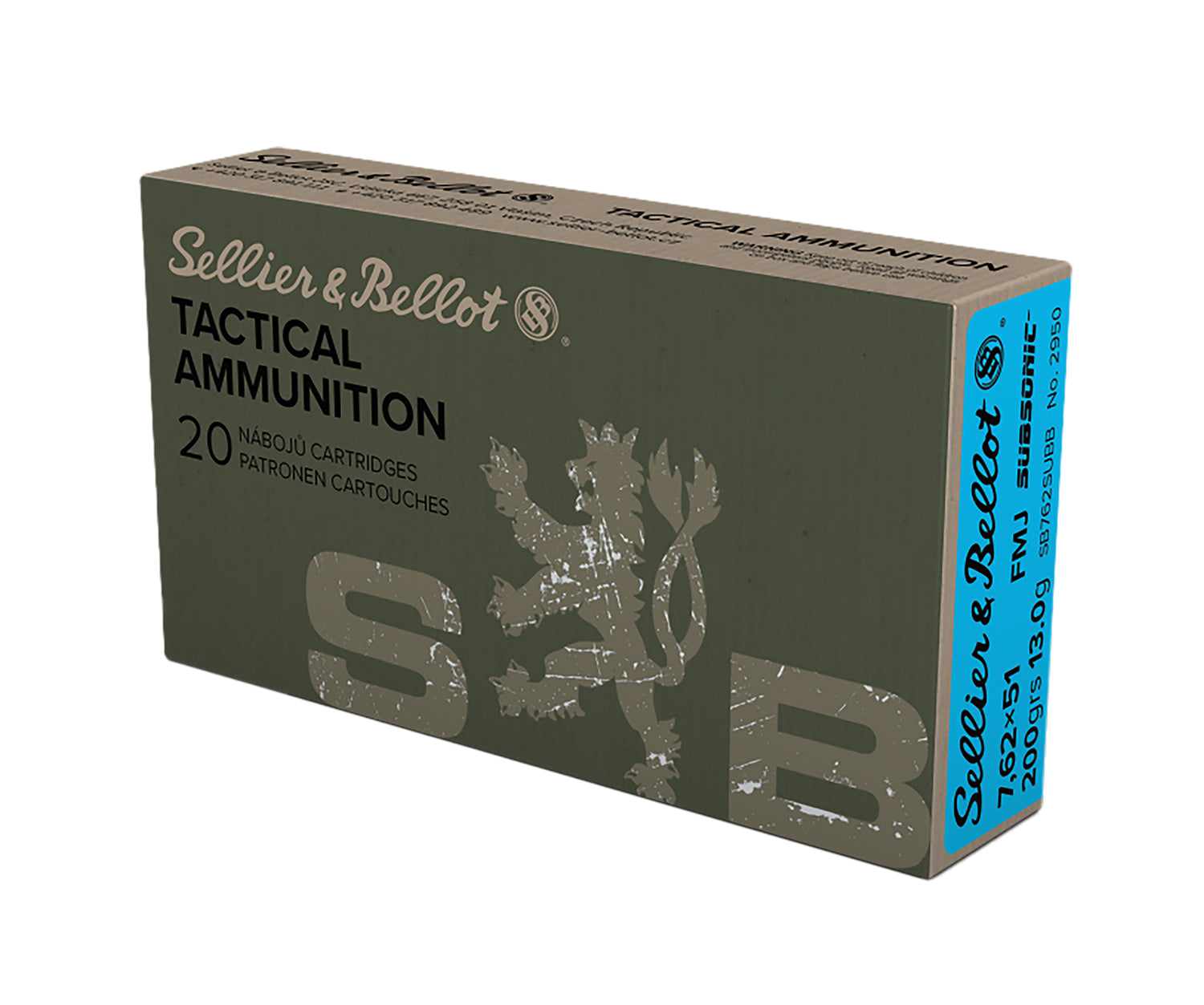 Sellier and Bellot .308 Win / 7.62x51mm Subsonic 200 grain Full Metal Jacket Subsonic ammunition