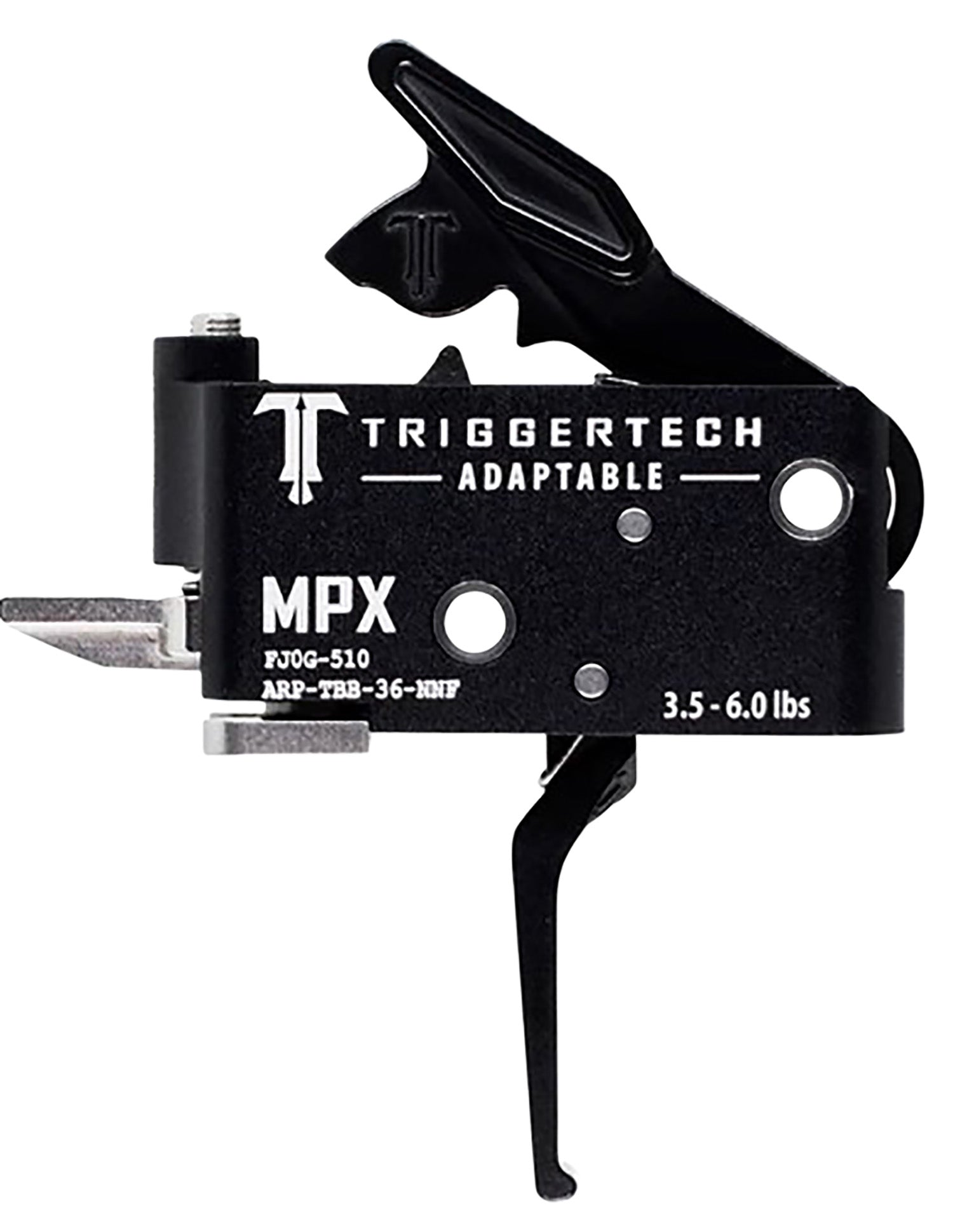 TriggerTech Sig MPX Adaptable Drop-In Two-Stage Flat Trigger, 3.50-6 lb Draw Weight Black PVD