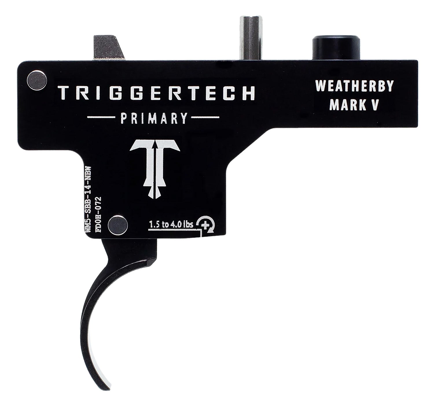 TriggerTech WM5SBB14NBW Weatherby Mark V Drop-In Primary Trigger, Single-Stage Curved, 1.5-4 lbs, Black PVD