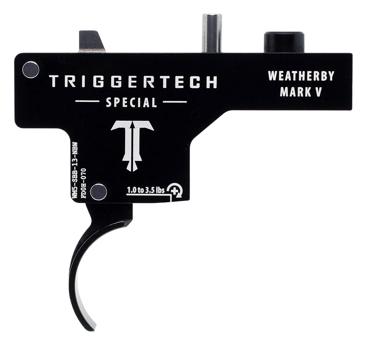 TriggerTech WM5SBB13NBW Weatherby Mark V Drop-In Special Trigger, Single-Stage Curved, 1-3.5 lbs, Black PVD