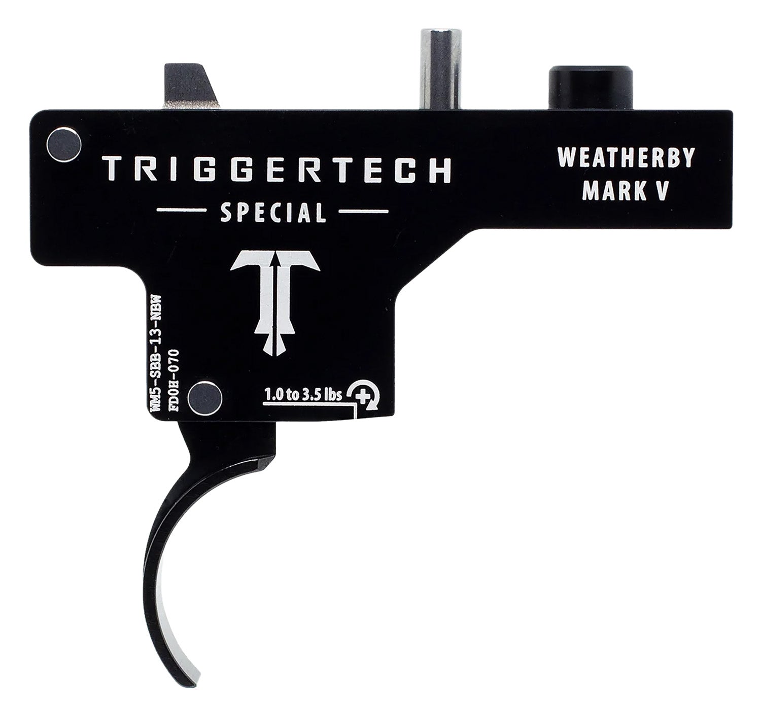 TriggerTech WM5SBB13NBW Weatherby Mark V Drop-In Special Trigger, Single-Stage Curved, 1-3.5 lbs, Black PVD