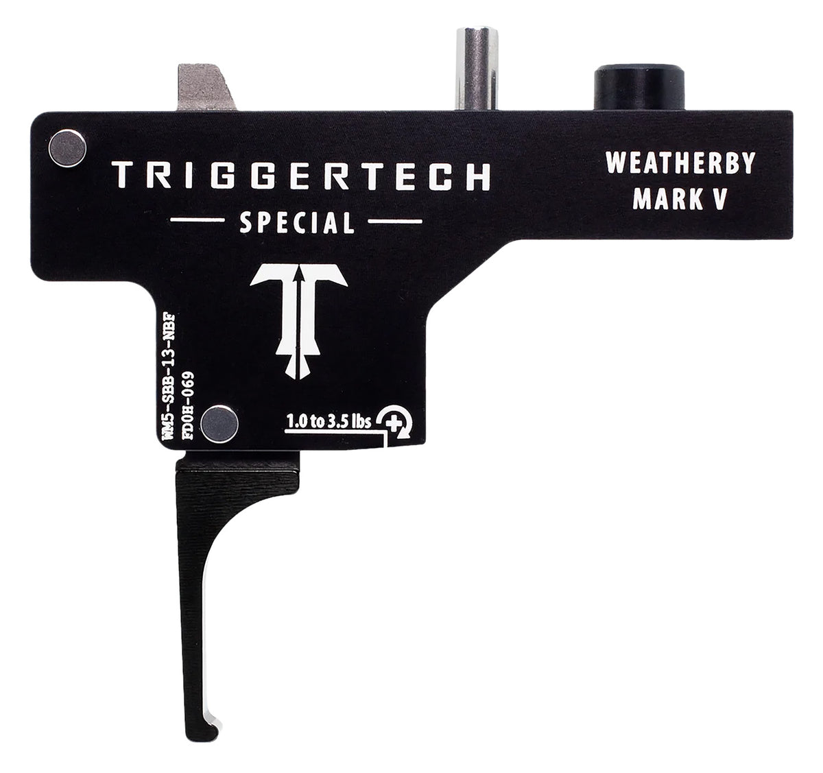 TriggerTech WM5SBB13NBF Weatherby Mark V Drop-In Special Flat Trigger, Single-Stage, 1-3.5 lbs, Black PVD