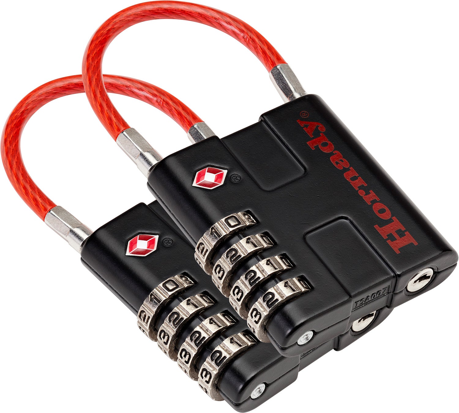Hornady 96022 TSA Cable Lock 4-Digit Combo Black Red 2 Pack