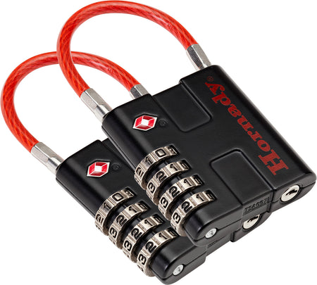 Hornady 96022 TSA Cable Lock 4-Digit Combo Black Red 2 Pack