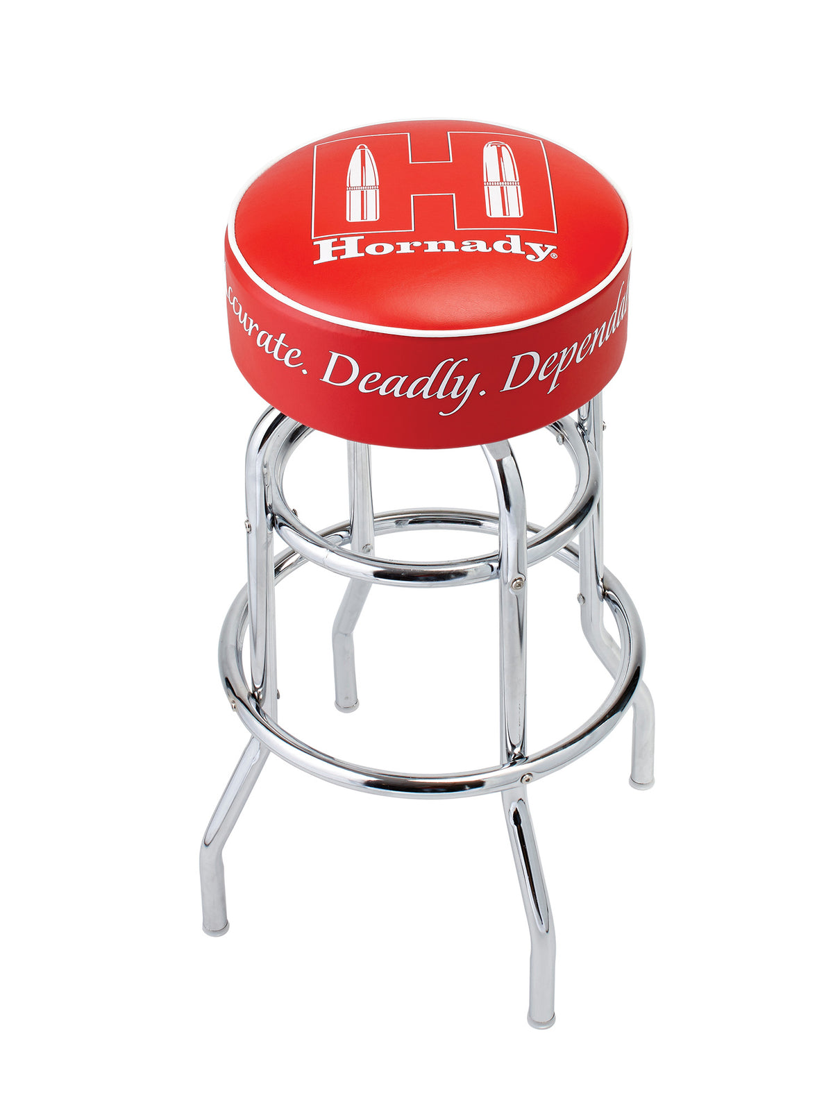 Hornady 99103 Chrome Double-Rung Bench Stool Red Marine Grade Vinyl
