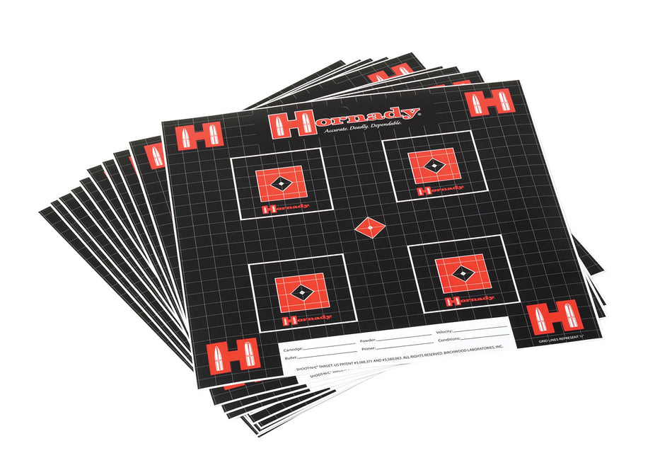 Hornady 9963 Lock-N-Load Hanging Paper Target Grid 10 Pack Black Red White