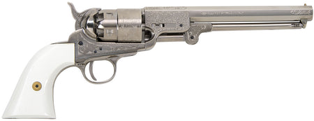 Traditions 1851 Navy Break Open .44 Cal Percussion 7.5" 6-Shot Nickel Engraved Revolver