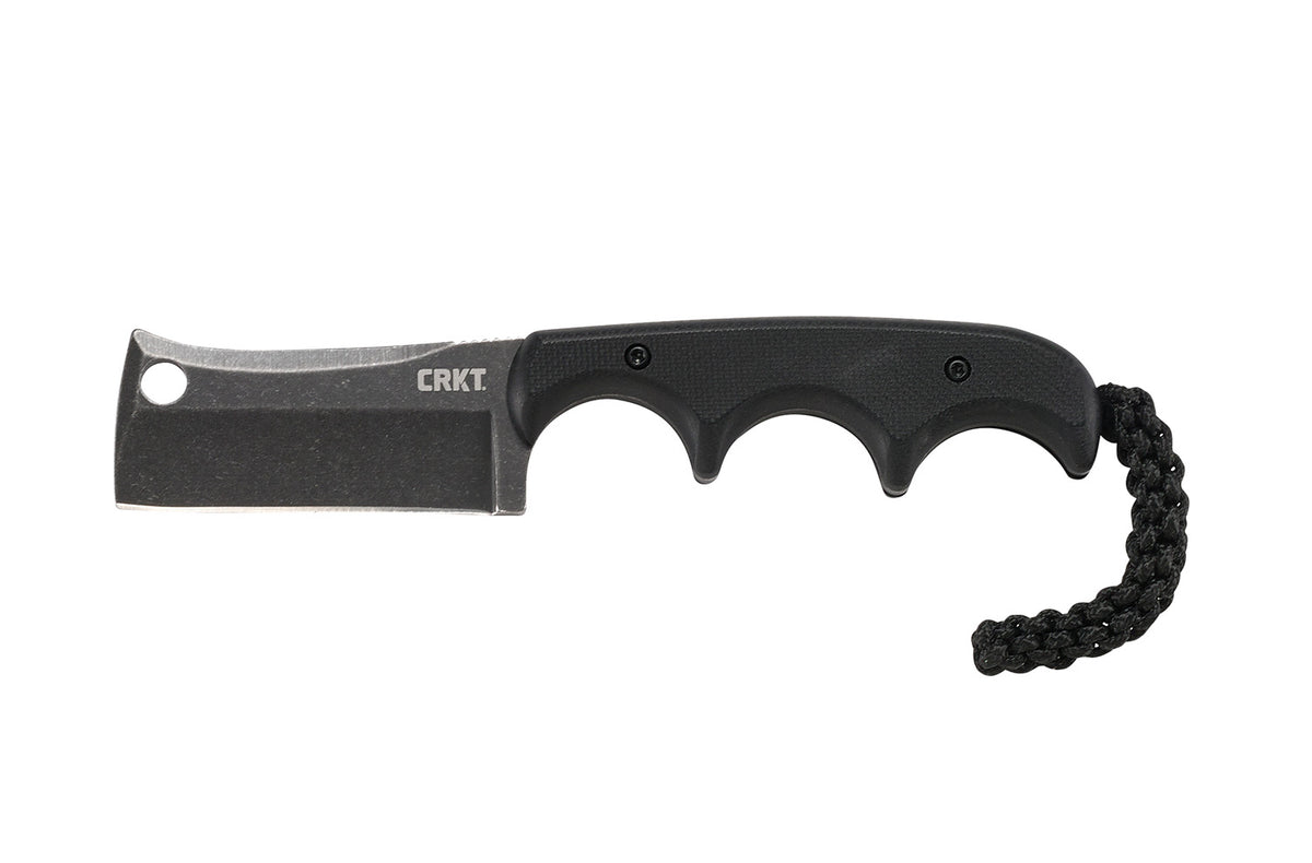 CRKT 2383K Minimalist Cleaver Blackout 2.13" Fixed Neck Knife Stonewashed SS Blade G10 Handle