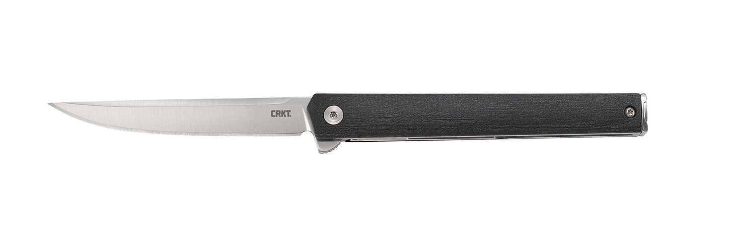 CRKT 7097 CEO 3.35" IKBS Flipper Folder Satin AUS-8A Stainless Blade Black GRN Handle