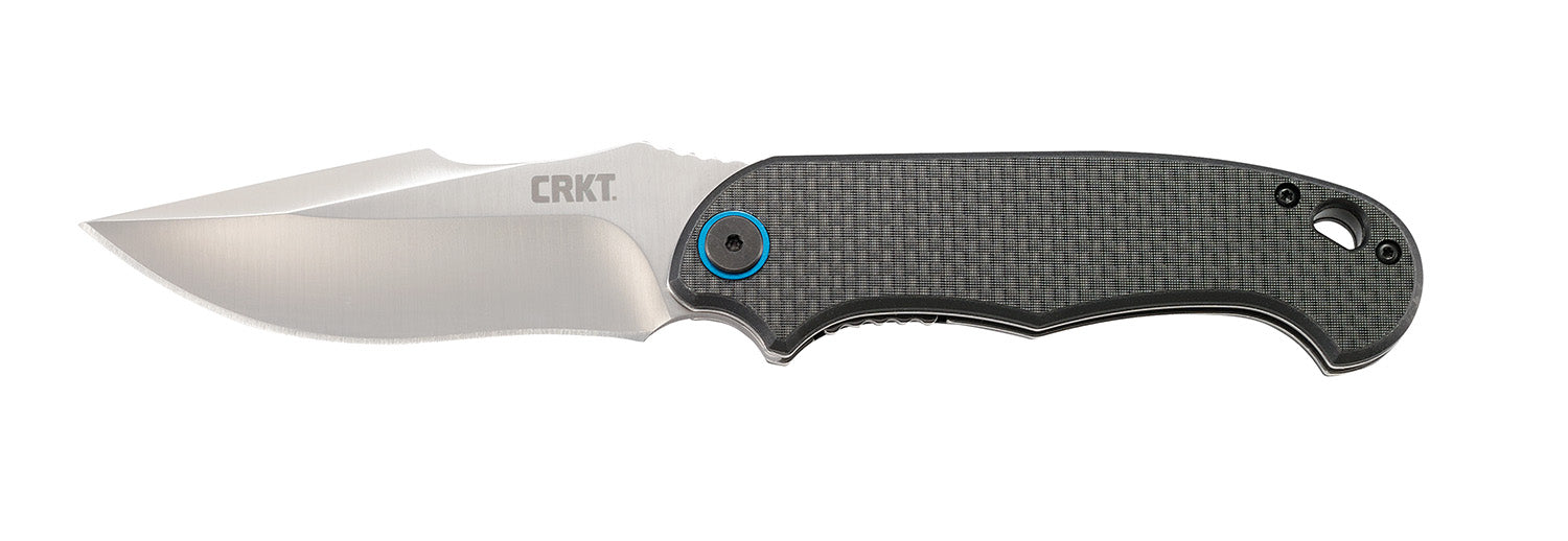 CRKT 7920 P.S.D. 3.63in Folding Plain Satin Stainless Steel Blade Black Carbon Fiber and G10 Handle with Clip