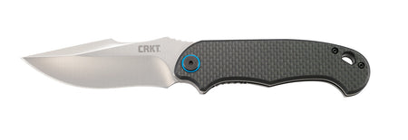 CRKT 7920 P.S.D. 3.63in Folding Plain Satin Stainless Steel Blade Black Carbon Fiber and G10 Handle with Clip