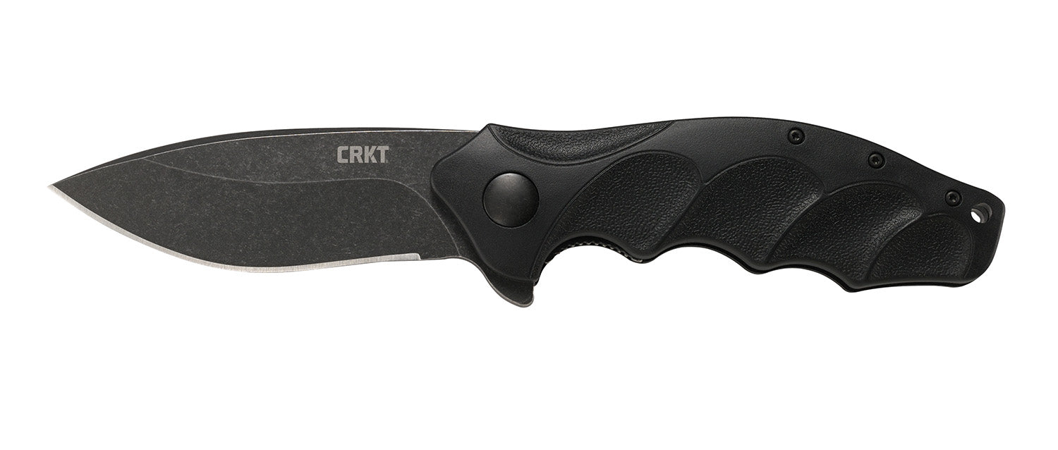 CRKT K221KKP Foresight 3.53in Assisted Opening Folding Plain Black Stonewashed 4116 SS Blade Black GRN Handle with Clip