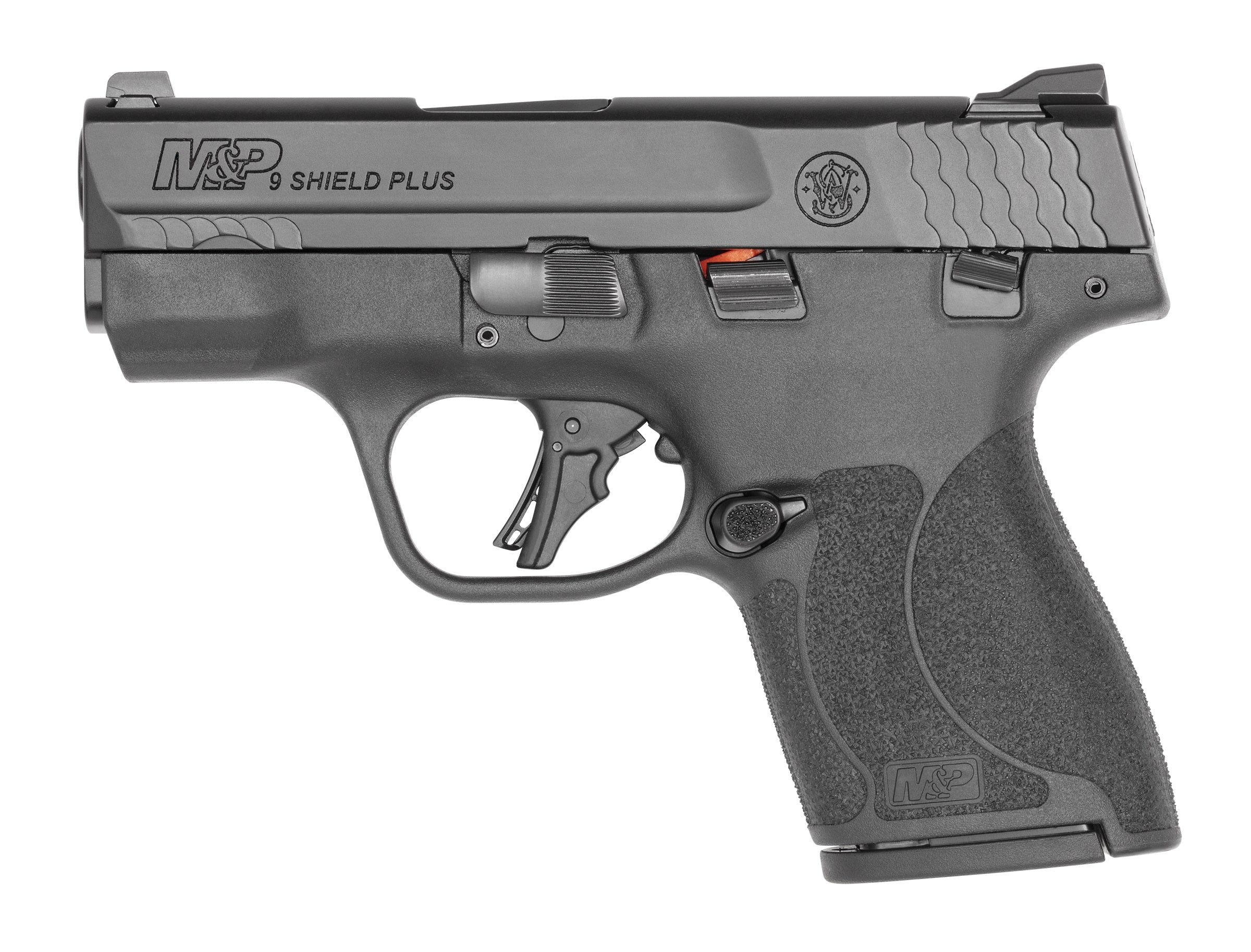 Smith & Wesson 14203 M&P Shield Plus Micro-Compact Frame 9mm Luger 10+1 3.10" Black Armornite Steel Barrel & Serrated Slide, Black Polymer Frame, Black Polymer Grip, Thumb Safety