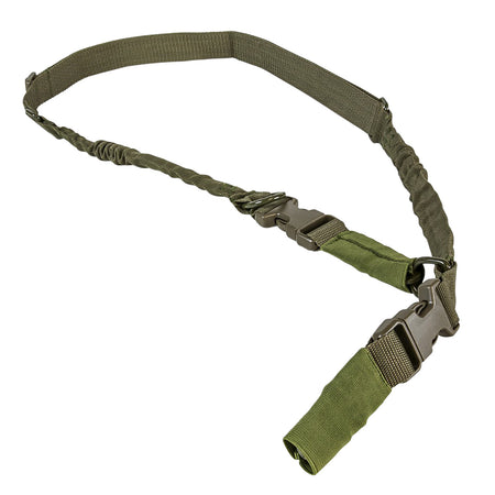 NcStar VISM Two-Point Convertible Bungee Sling Green Nylon w/Metal Spring Clips