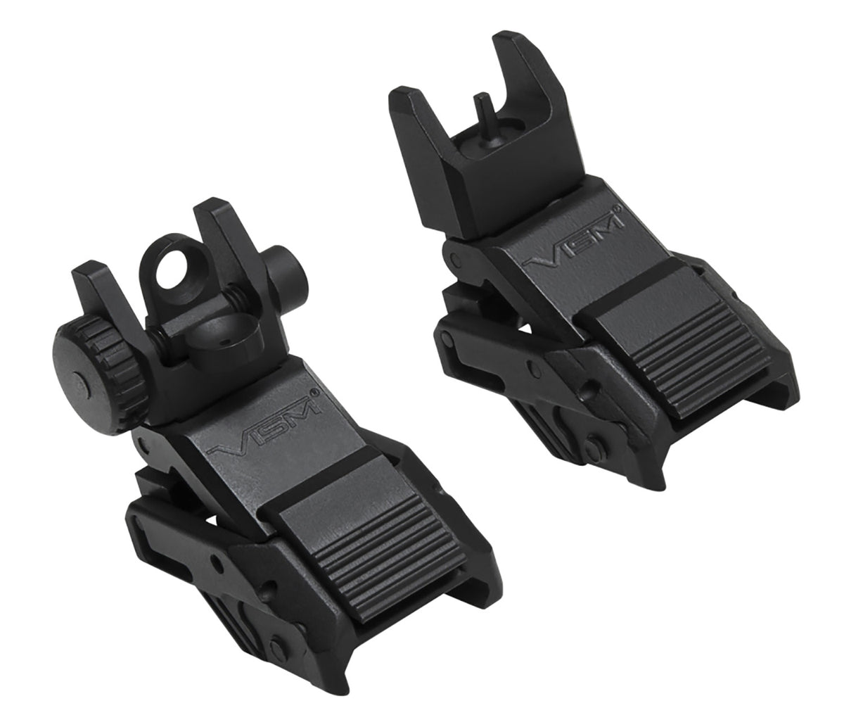 NcStar VMARFLC Flip-Up AR-Platform Sight Set Black Spring-Loaded Front & Rear