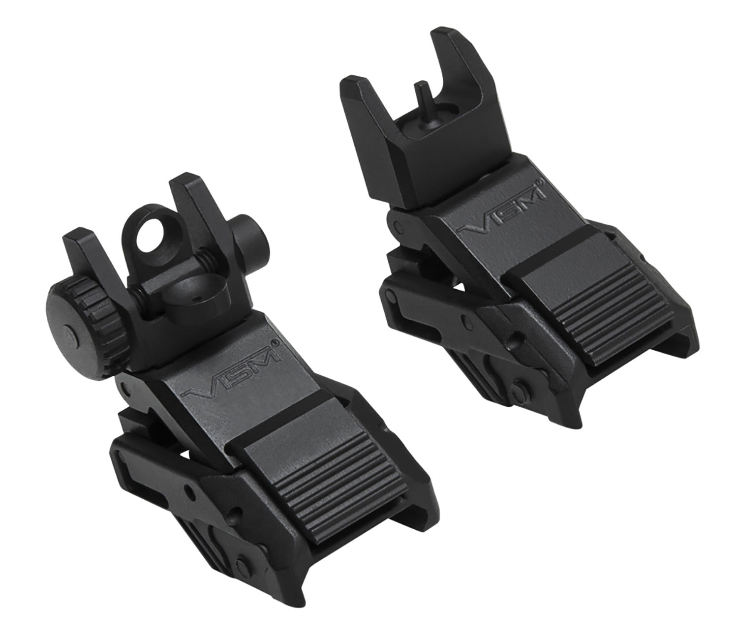 NcStar VMARFLC Flip-Up AR-Platform Sight Set Black Spring-Loaded Front & Rear