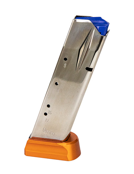 CZ-USA 11163 CZ 75 SP-01/Shadow II 9mm Luger 19rd Nickel Steel Magazine with Orange Base