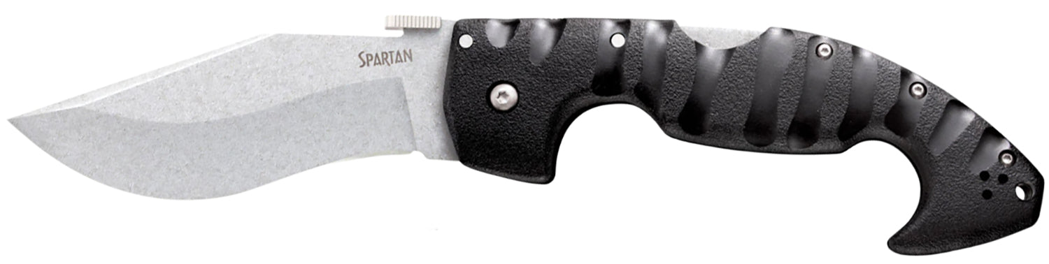 Cold Steel CS21ST Spartan Folding 4.50" AUS-10A Stonewash Kopis-Style Blade, Griv-Ex Handle Steel Liners Demko Thumb Plate