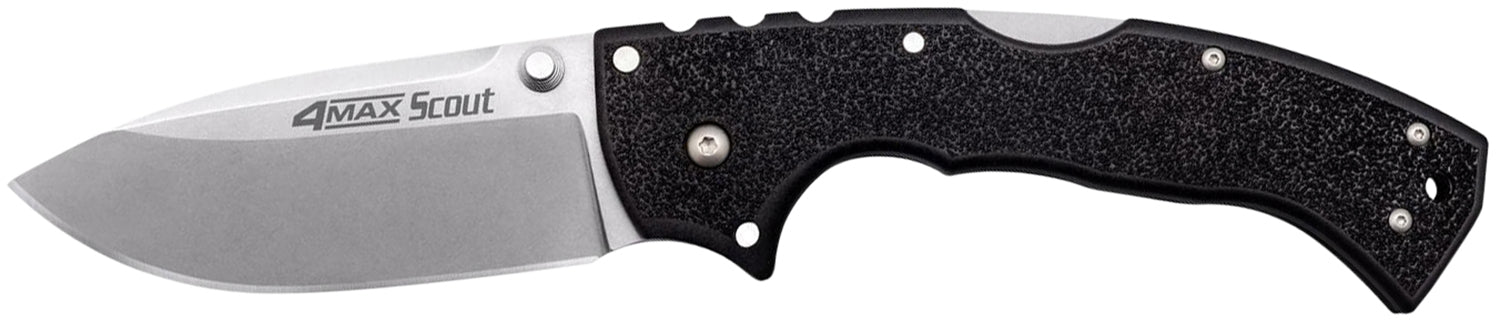 Cold Steel CS62RQ 4-Max Scout Folding 4" AUS-10A Stonewash Drop Point Blade, Griv-Ex Handle Tri-Ad Lock 600 lb Rated