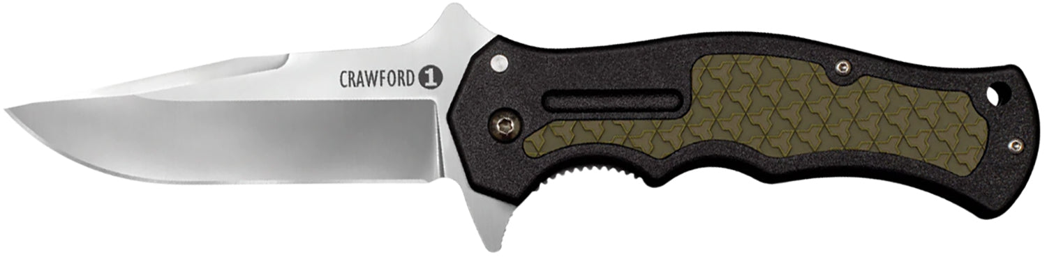 Cold Steel Crawford 1 Flipper Folder 3.50" 4034 SS Blade Black Handle OD Green Rubber Inlays
