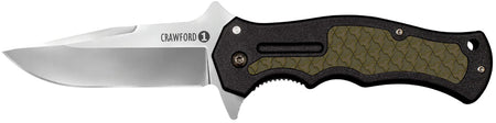 Cold Steel Crawford 1 Flipper Folder 3.50" 4034 SS Blade Black Handle OD Green Rubber Inlays