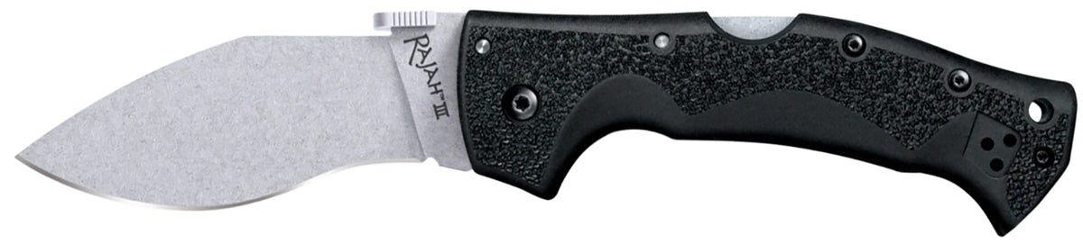 Cold Steel Rajah III 3.50" Folding Pocket Knife AUS-10A Stone Washed Drop Point Blade Black Griv-Ex Handle