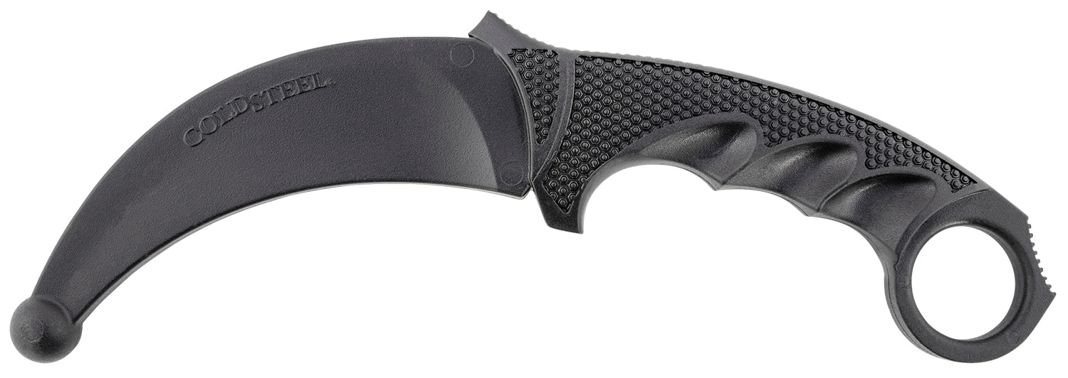Cold Steel CS92R49 Karambit Rubber Training Knife 4" Fixed Black Santoprene Blade Checkered Handle with Ring