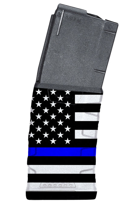 Mission First Tactical 30rd .223/5.56x45mm Extreme Duty AR-15/M4 Magazine – Black w/Thin Blue Line Flag Polymer