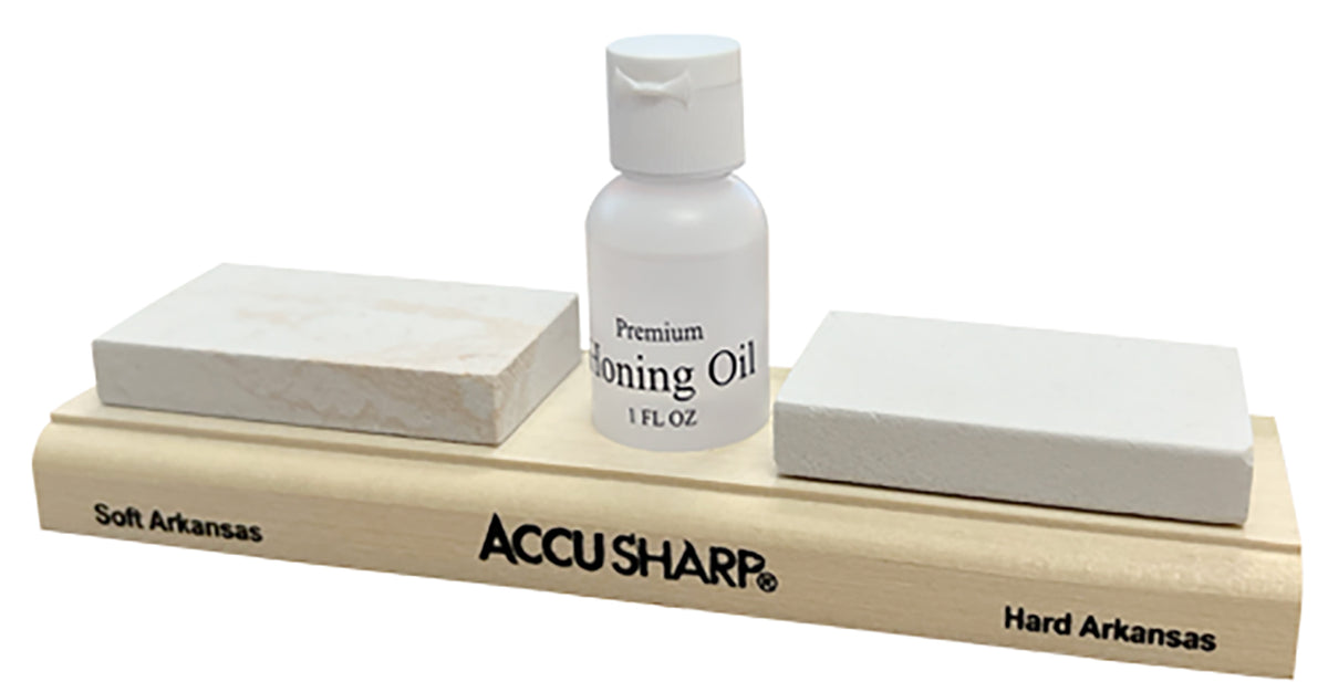 AccuSharp 023C Whetstone Combo Knife Sharpening Kit Natural Arkansas Fine Medium Stones and Honing Oil