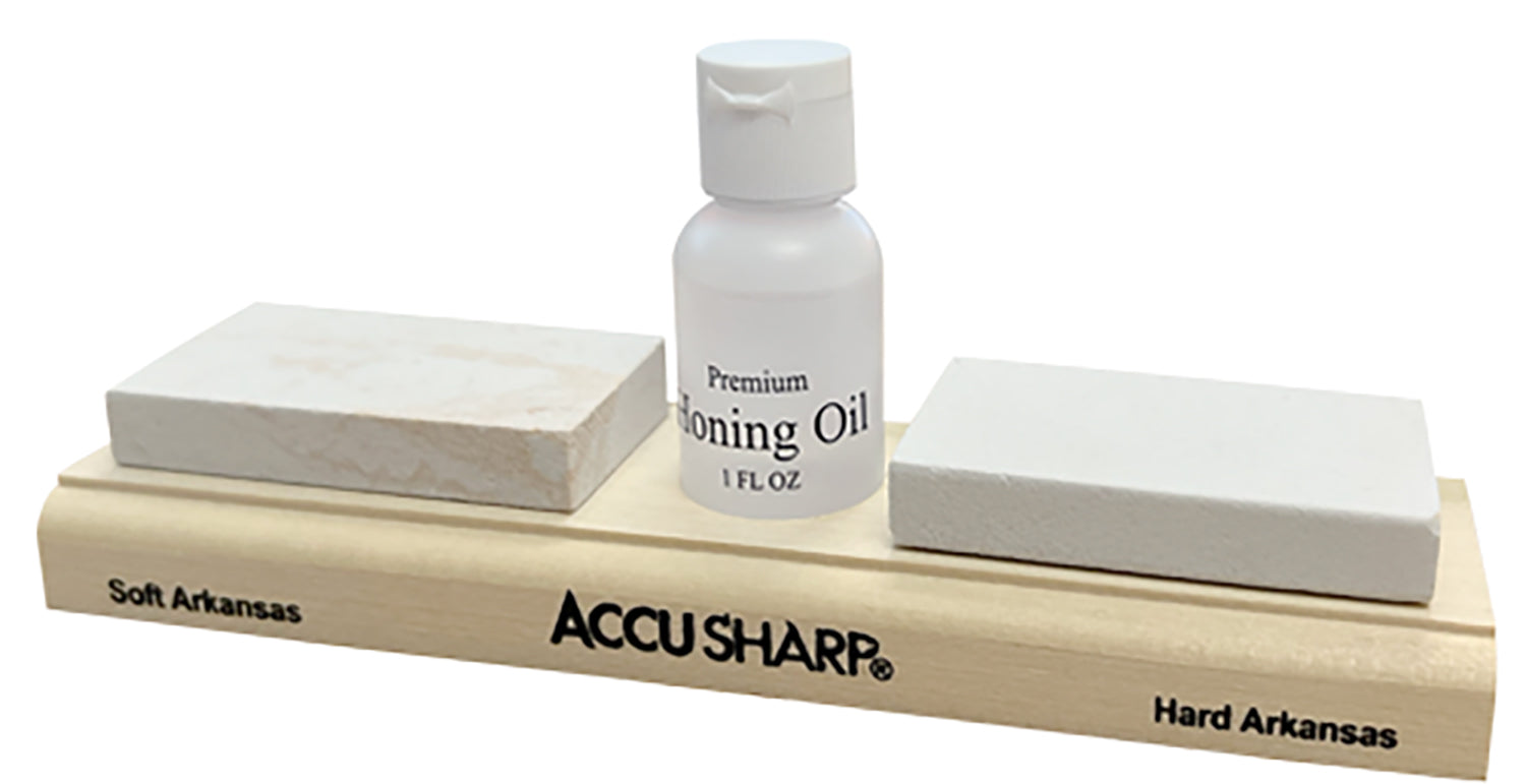 AccuSharp 023C Whetstone Combo Knife Sharpening Kit Natural Arkansas Fine Medium Stones and Honing Oil