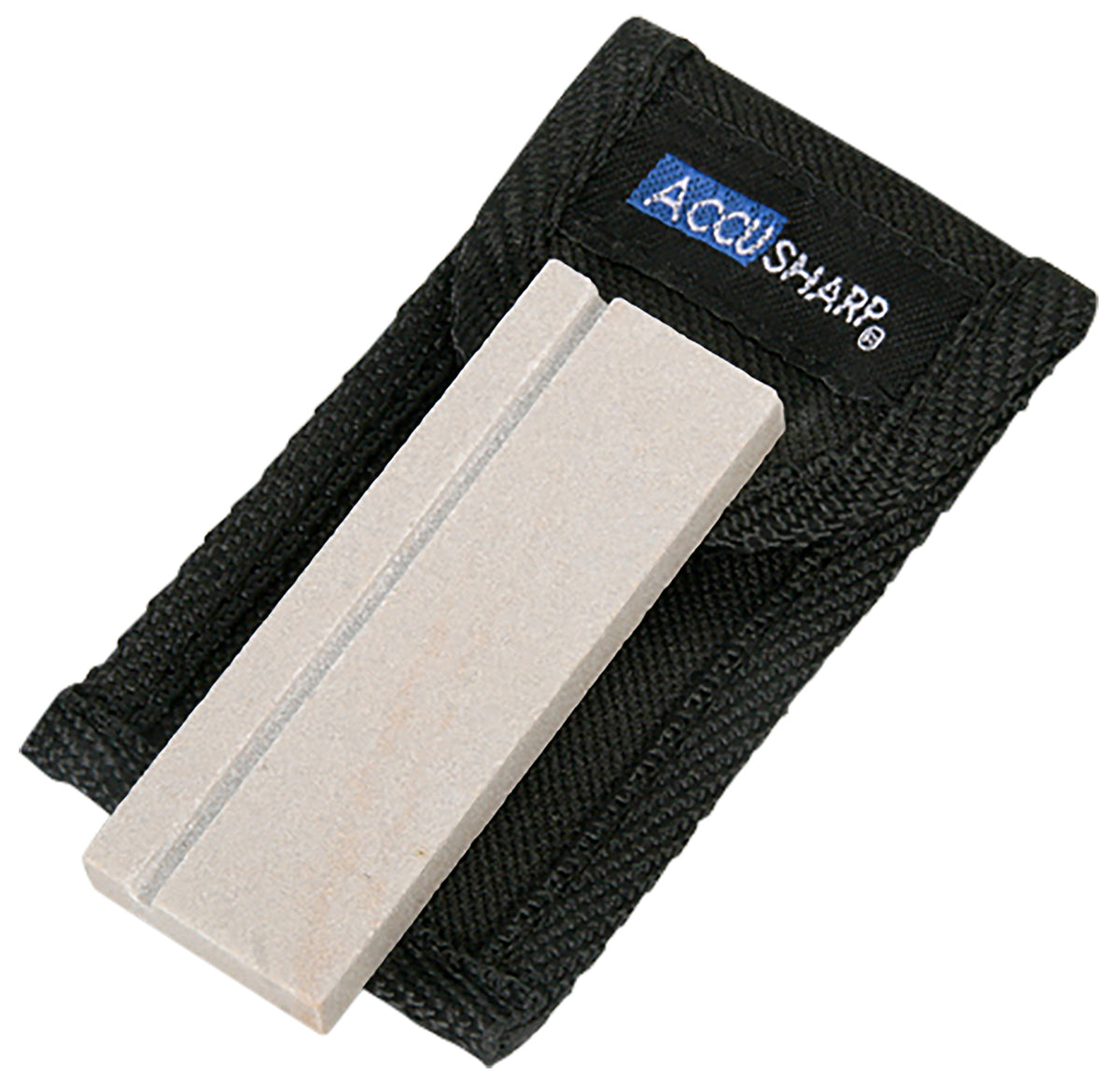 AccuSharp 024C Arkansas Pocket Stone Straight-Blade Knife Sharpener White with Belt Pouch