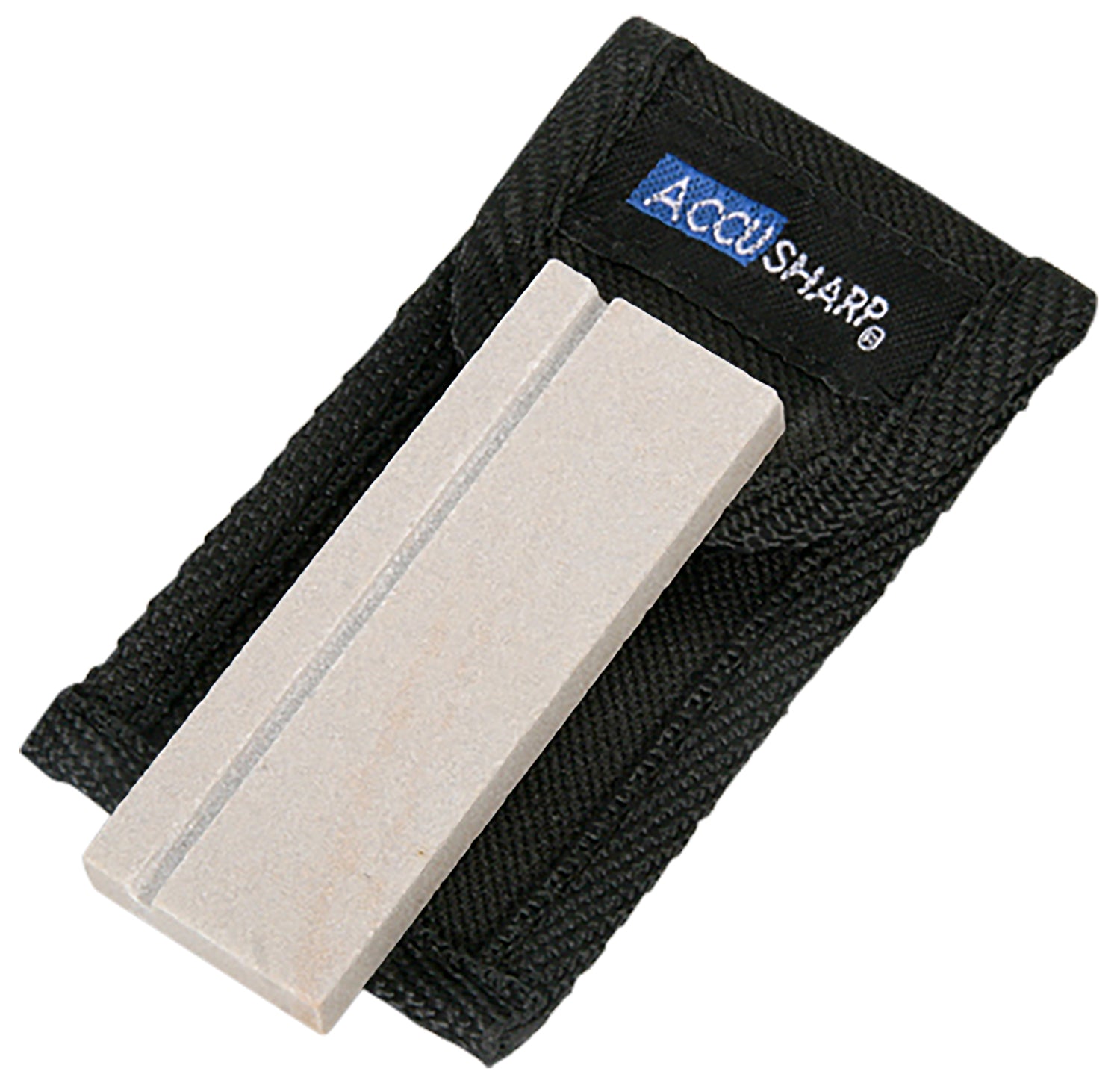 AccuSharp 024C Arkansas Pocket Stone Straight-Blade Knife Sharpener White with Belt Pouch