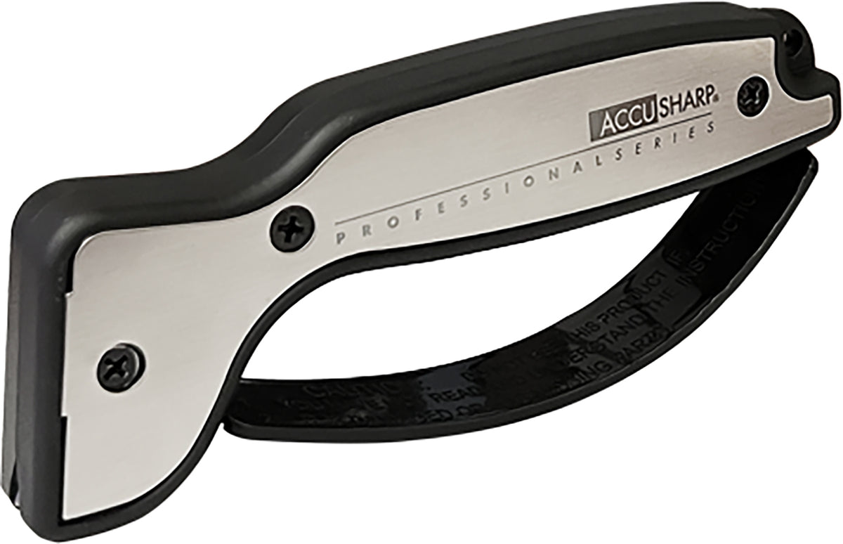 AccuSharp 040C Pro Fixed Blade Sharpener Diamond Tungsten Carbide Black Silver Aluminum Rubber Grip