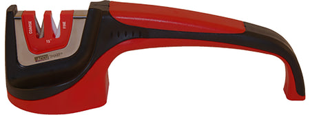 AccuSharp 052C Asian-Style Sharpener 15-Degree Fine Diamond and Ceramic Rod Red Rubber Grip