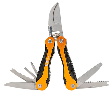 AccuSharp 085C Outdoor Sportsman's Multi-Tool Folding Plain Blade - Black/Orange with Compact Belt Loop Case