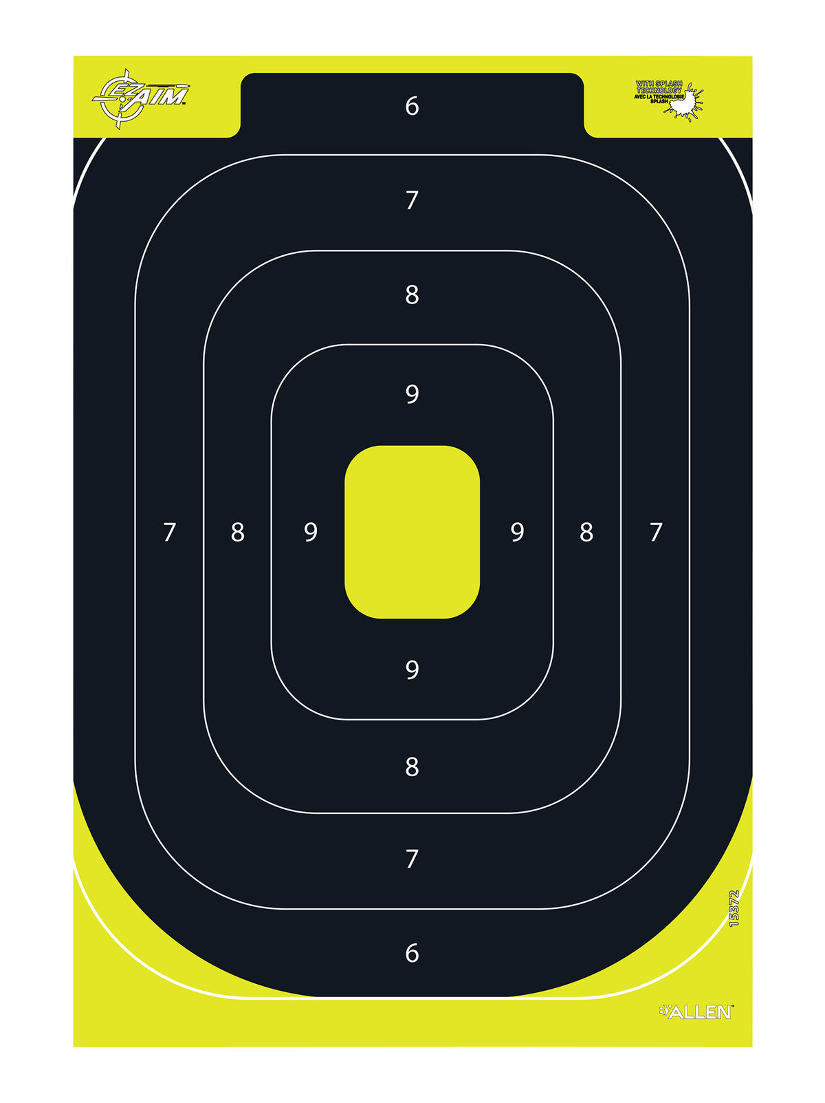 EZ-Aim 15372 Splash Reactive IPSC Paper Target Black/Yellow 12.5"x18.25" 8 Count