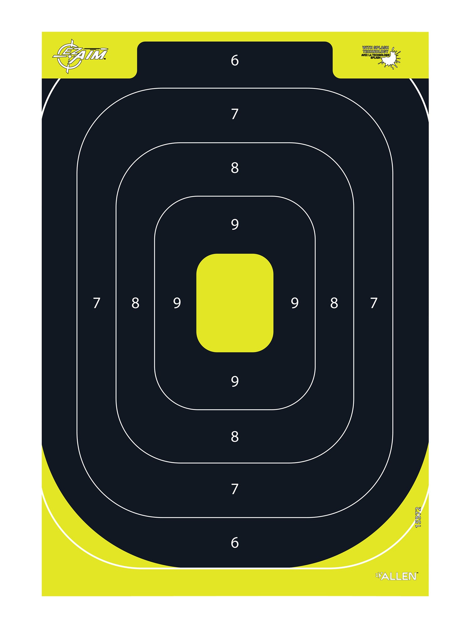 EZ-Aim 15372 Splash Reactive IPSC Paper Target Black/Yellow 12.5"x18.25" 8 Count