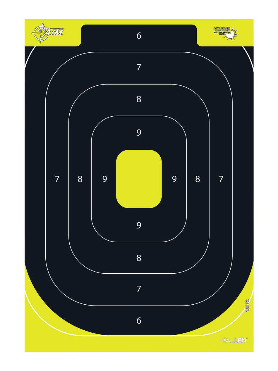 EZ-Aim 15372 Splash Reactive IPSC Paper Target Black/Yellow 12.5"x18.25" 8 Count