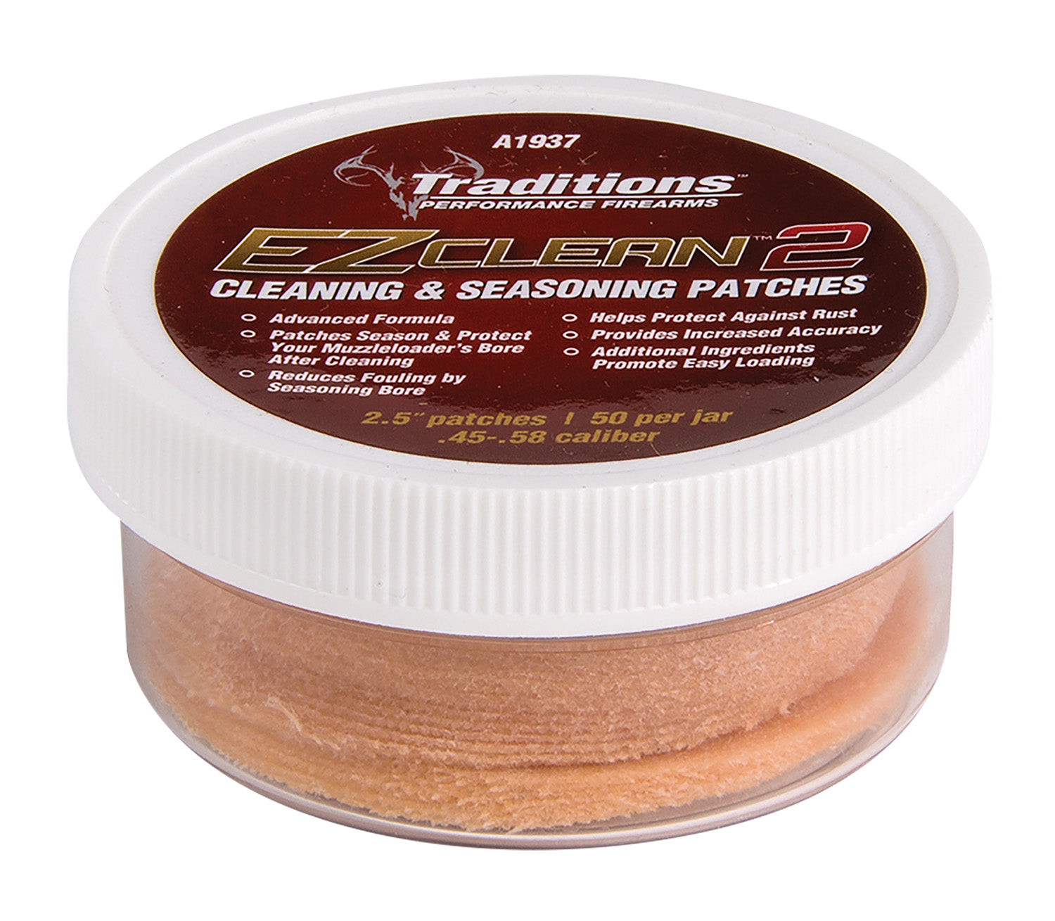 Traditions A1937 EZ Clean 2 Seasoning Cleaning Patches 2.5" 45/58 Cal 50 Ct