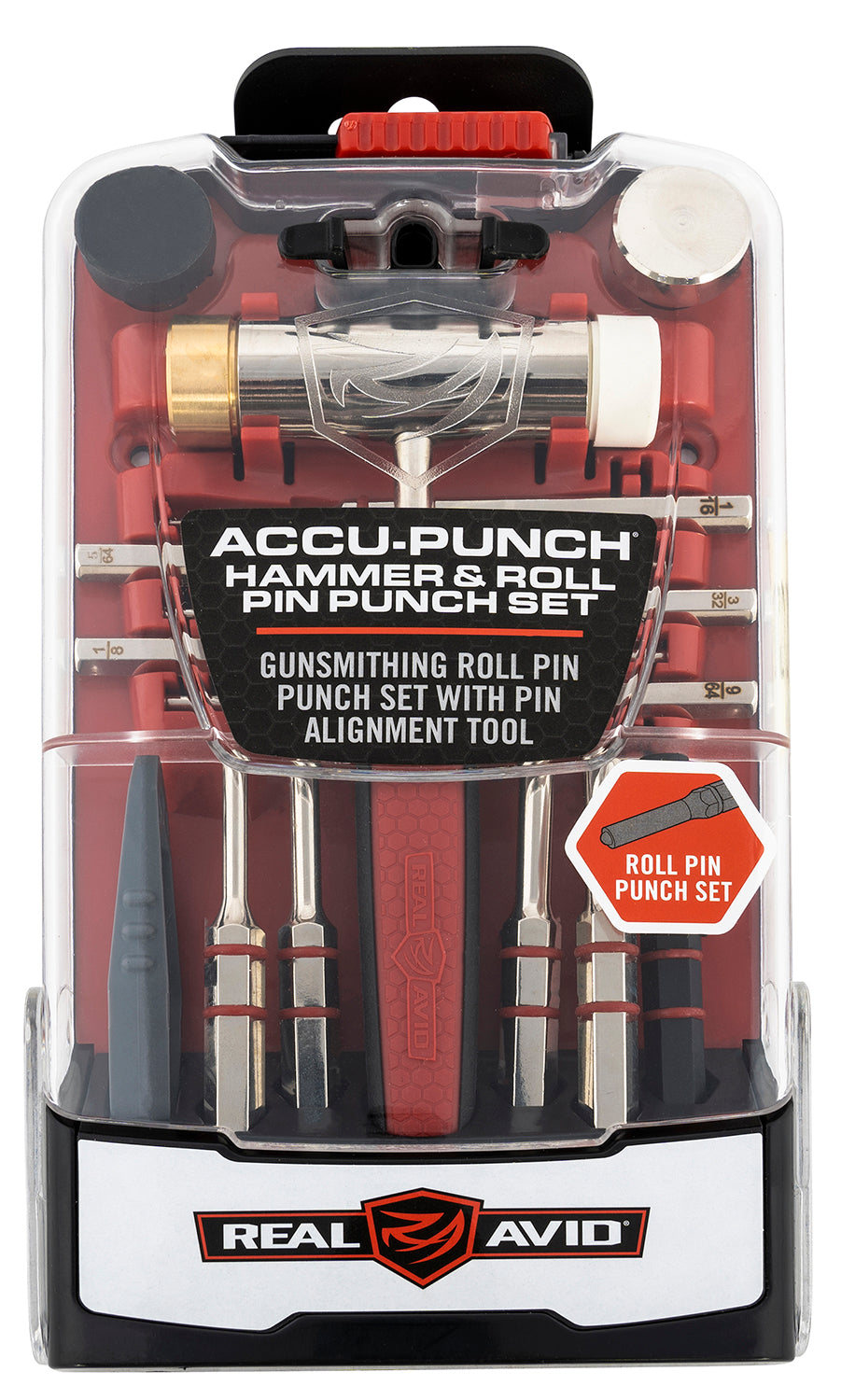 Real Avid AVHPS-RP Accu-Punch Roll Pin Punch Set with Ergonomic Rubber Grip